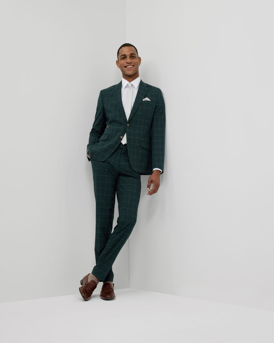 Sebastian Windowpane Check Tailored Jacket, Khaki Windowpane, hi-res